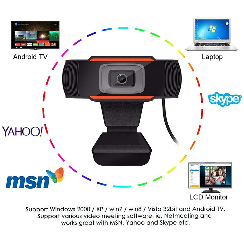 HD 1080P Számítógép Webcam PC Asztali Forgós USB2.0Digitális mikrofonnal ellátott kamera