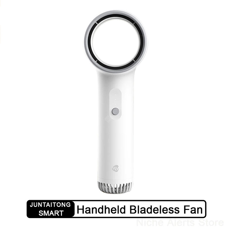 Juntaitong MiNi kézi pengék nélküli ventilátor Bladeless biztonság Erős szél alacsony zajszintű gyönyörű és hordozható vándorú autóútra Használja a rajongókat